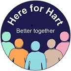 Here for Hart logo containing outline images of five people and the words better together