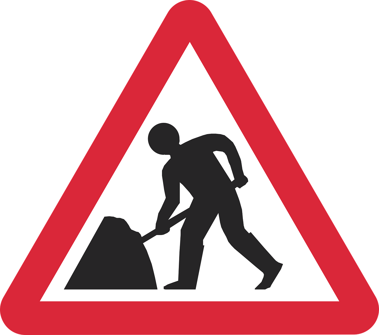 Outline of man digging a road
