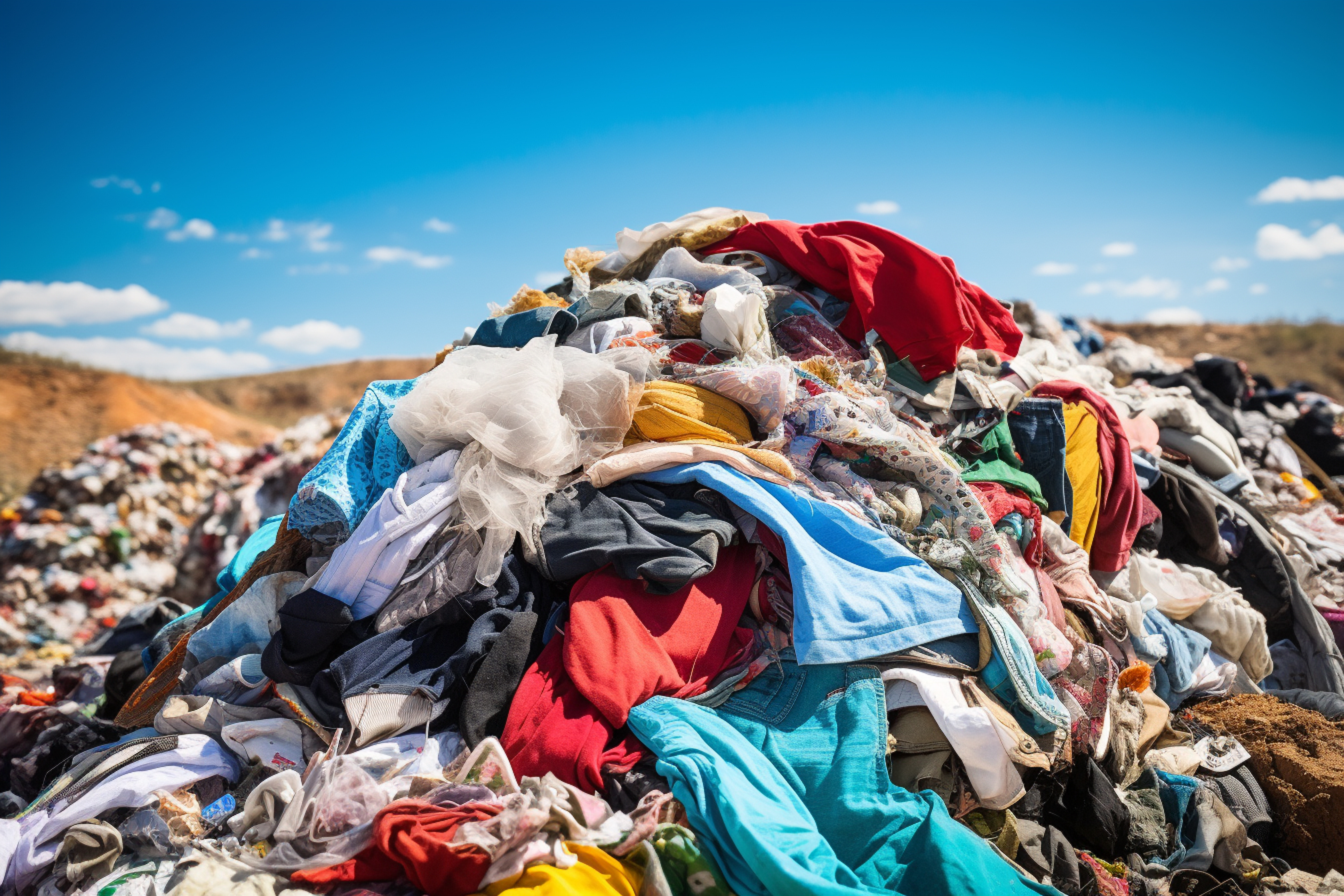 Pile of old clothes on a rubbish heap