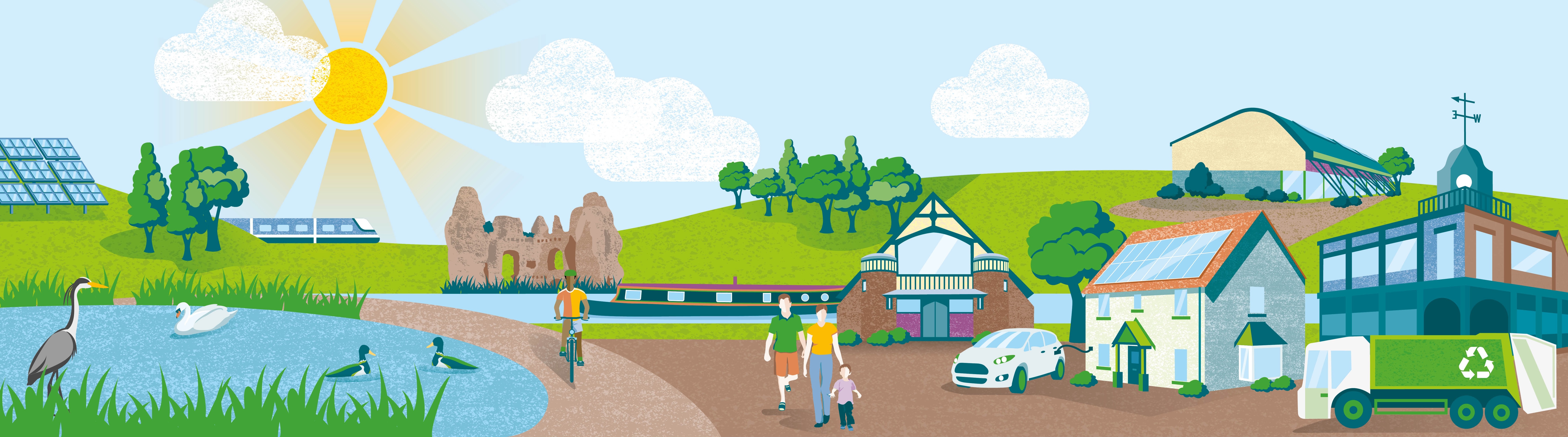 Home page banner illustration showing Hart landmarks