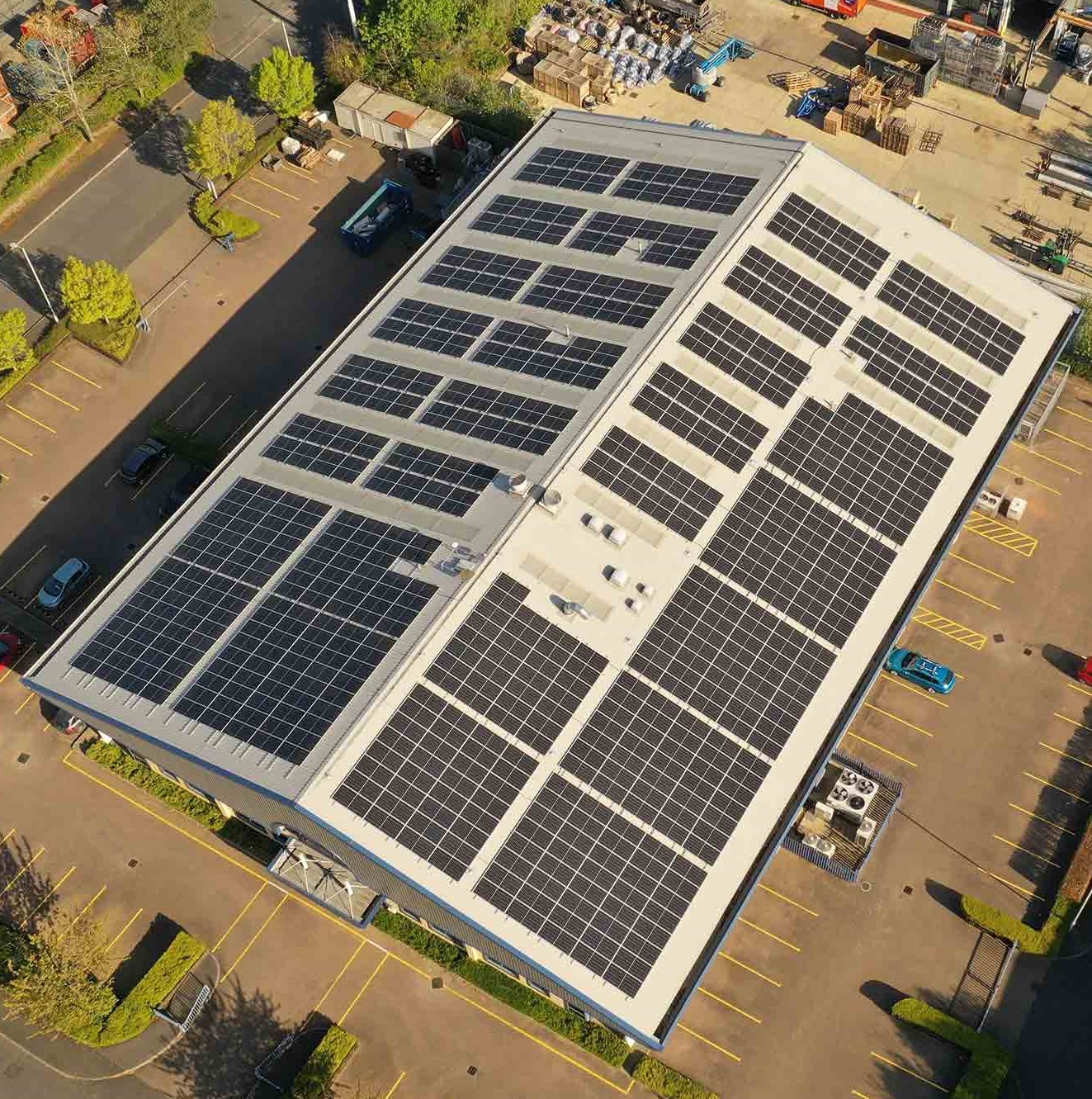 Aerial view of solar panels at Sonardyne