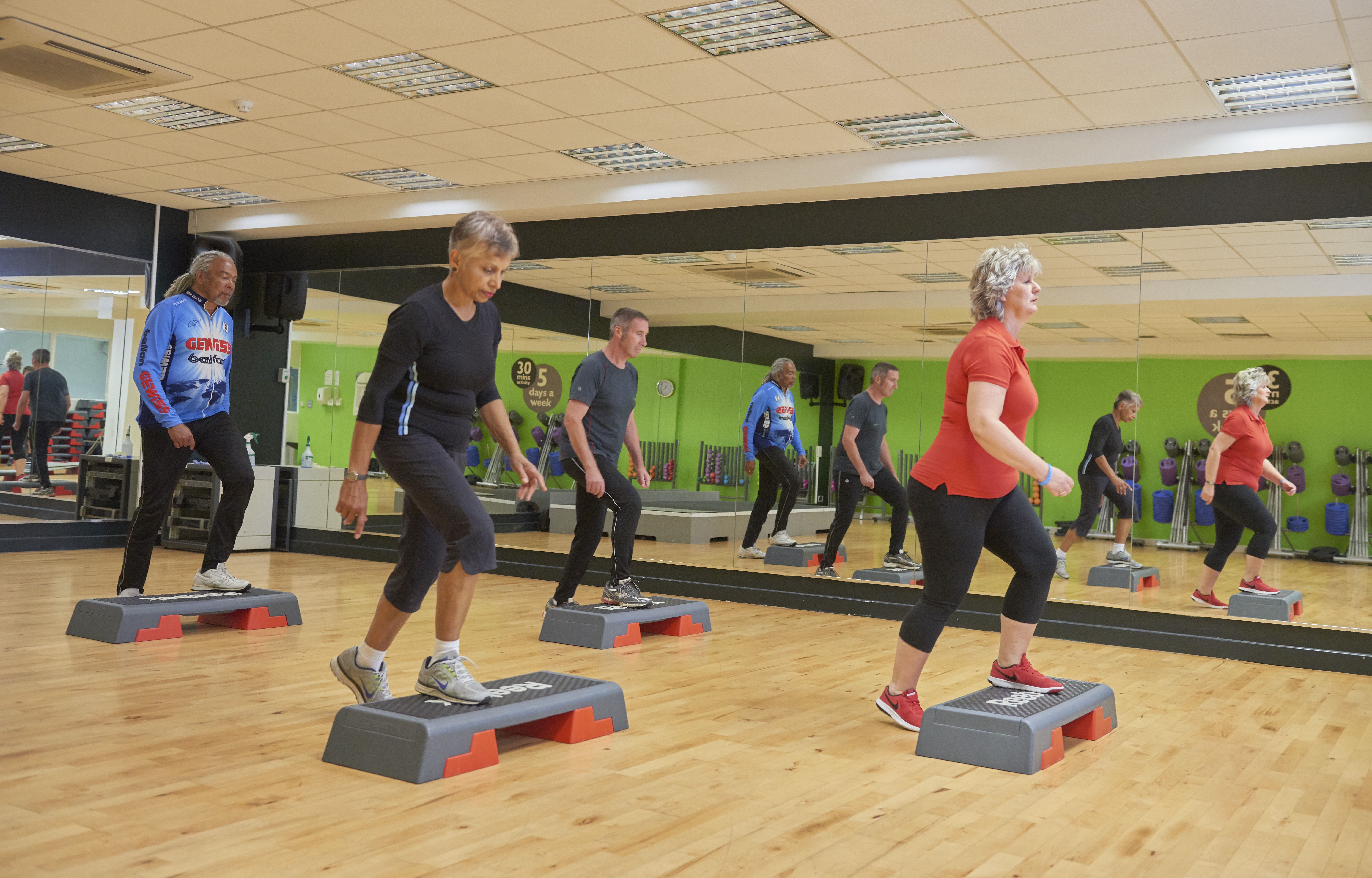 Participants in a gym class 