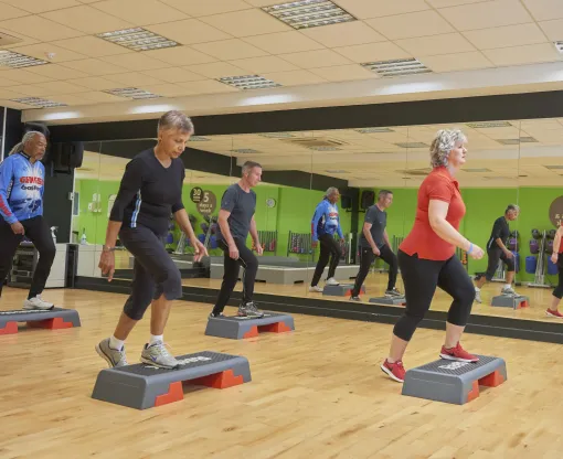 Participants in a gym class 