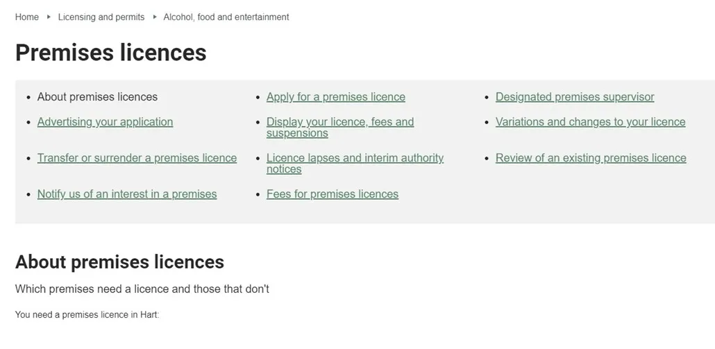 Images showing what the list view at the top of a guide pages looks like. It is a series of names of guide pages, which act as links to those pages.