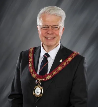 Councillor Chris Dorn wearing Chairman's chain of office