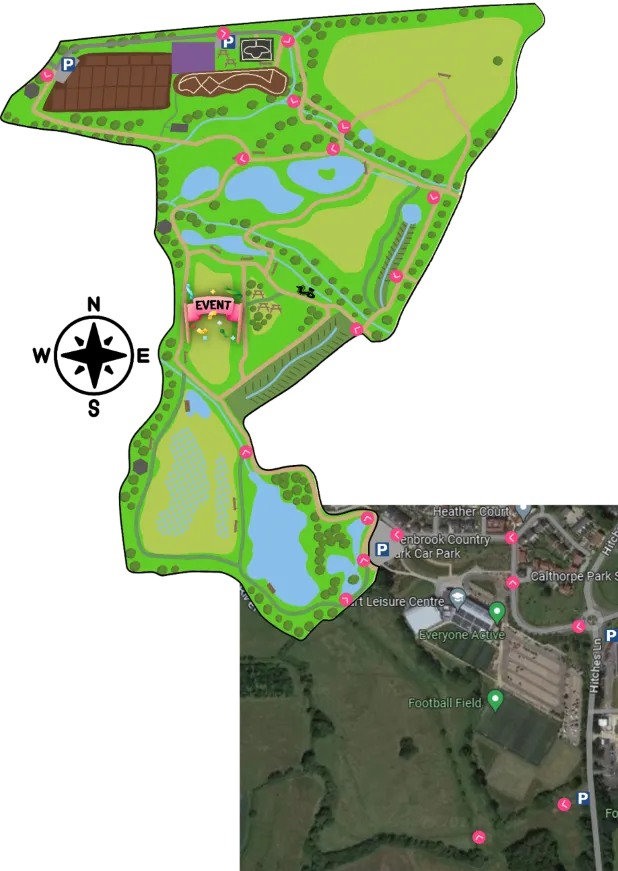 Map showing Edenbrook Country Park with the Nature Discovery Day event location within the main amenity field
