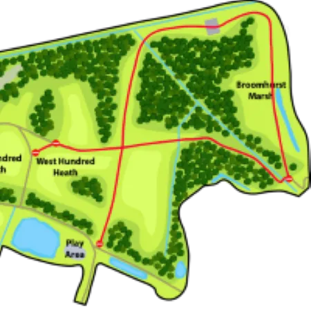 Map showing the northern section of Elvetham Heath Nature Reserve, with various route and path closures