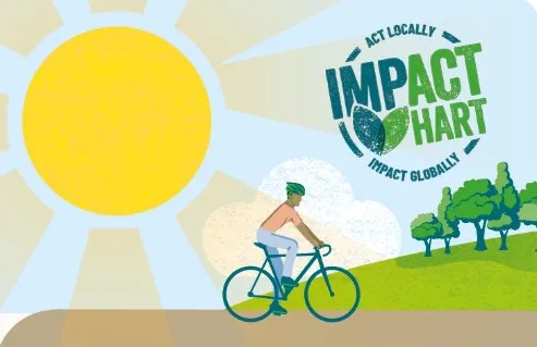 Illustration of someone cycling under the sun