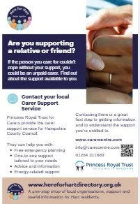 thumbnail preview of printed carers leaflet