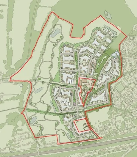 Plan showing proposed layout of Owens Farm development