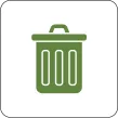 A wite square with a small green bin