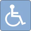 A disabled blue icon white white wheelchair inside
