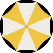 A yellow and white parasol symbol