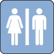 A W/C symbol for unisex toilets